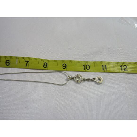 Silver Tone Oval Stud Drop Necklace 22" Minimalist Neutral Boho Cottagecore - Picture 5 of 5